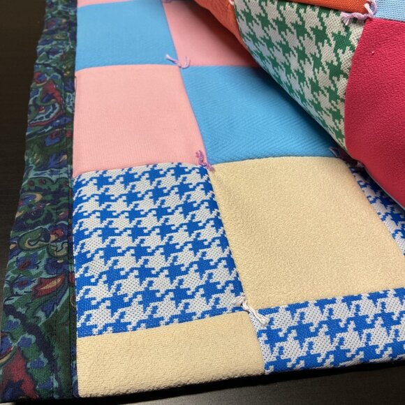 Block Square Quilt Colorful Homemade 80X66 Blanket - Picture 6 of 8